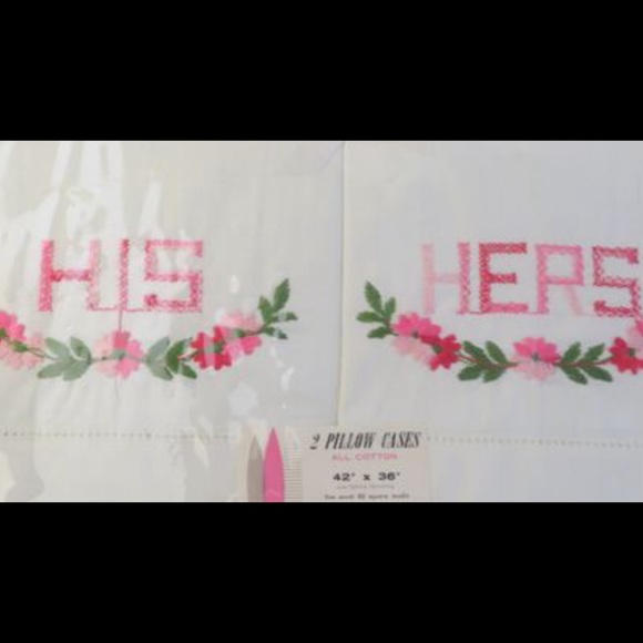 JC Penny’s His Hers white Pillow cases - Picture 1 of 5